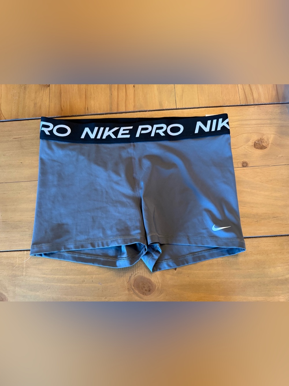 Nike Pro Women's Gray Athletic Shorts with Black Waistband